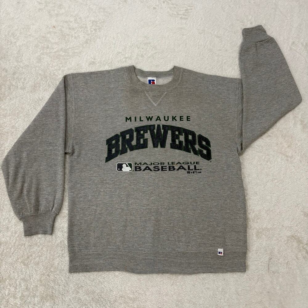 Vintage 1998 Milwaukee Brewers Russell Athletic Sweatshirt Mens L USA Made MLB